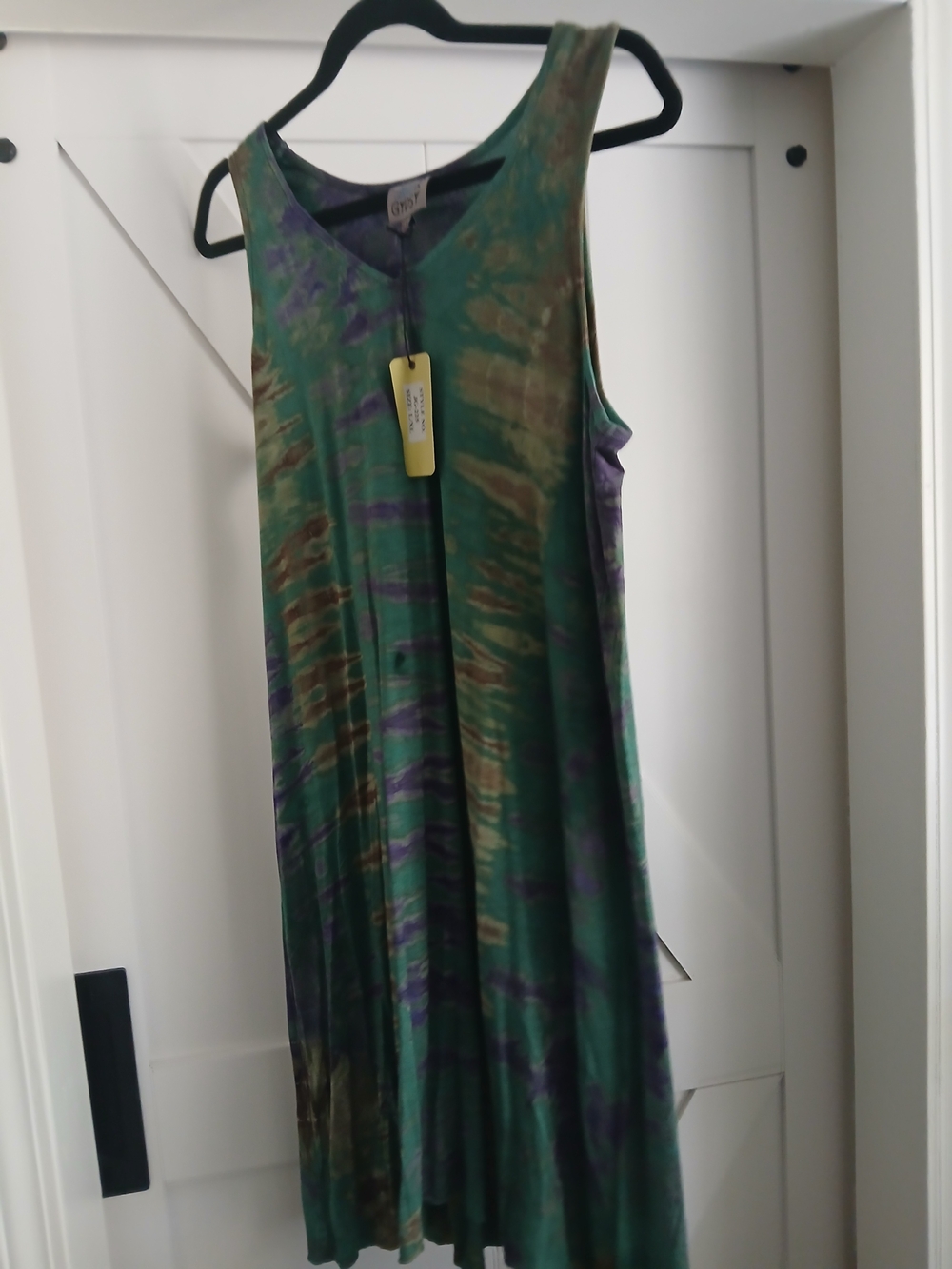Sleeveless Tie-Dye Green Mini Dress